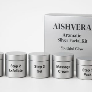 Aromatic Silver Facial Kit with 6 step skincare products for instant brightening and youthful glow